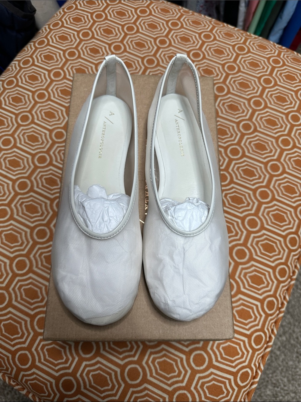 Anthropologie Ivory Mesh Ballet Flats
